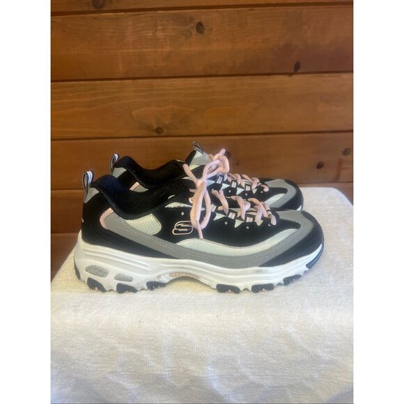 Skechers D'Lites 1.0 running shoes Black/Gray Sz 8 - Picture 2 of 8
